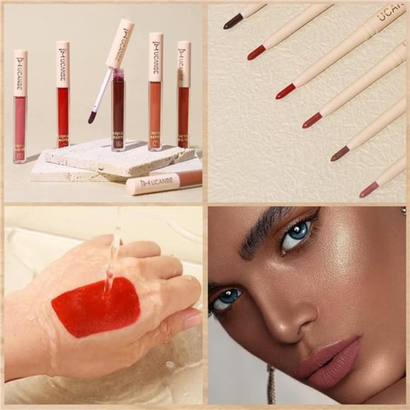 Lipstick Makeup Kit, 6 Matte Liquid Lip Sticks + 6 Lip Liner Pens + 1 Lip Primer - Picture 4 of 7